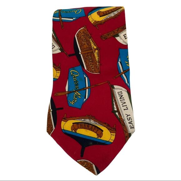 Vintage Tango Bu Max Raab 100% Silk Men’s Neck Tie Nautical Sailboat Theme - Picture 1 of 6